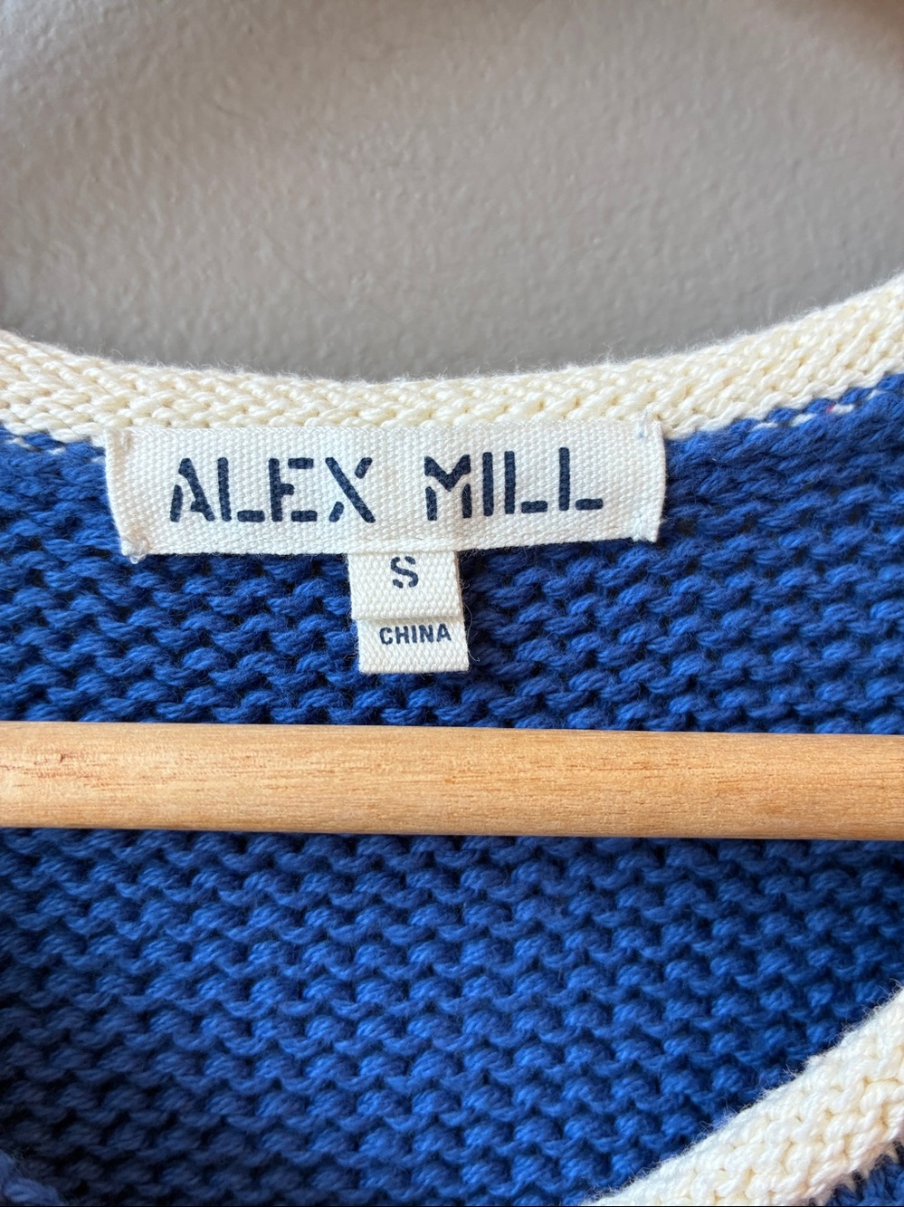 Alex Mill Blue Ivory Bridget Knit Button-Front Sleeveless Cardigan, Small - Picture 4 of 6